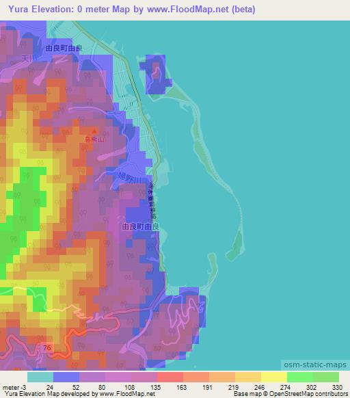 Yura,Japan Elevation Map