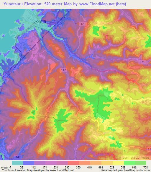 Yunotsuru,Japan Elevation Map