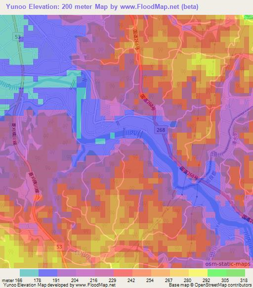 Yunoo,Japan Elevation Map
