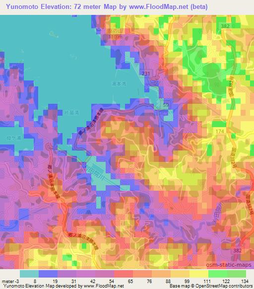 Yunomoto,Japan Elevation Map