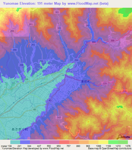 Yunomae,Japan Elevation Map