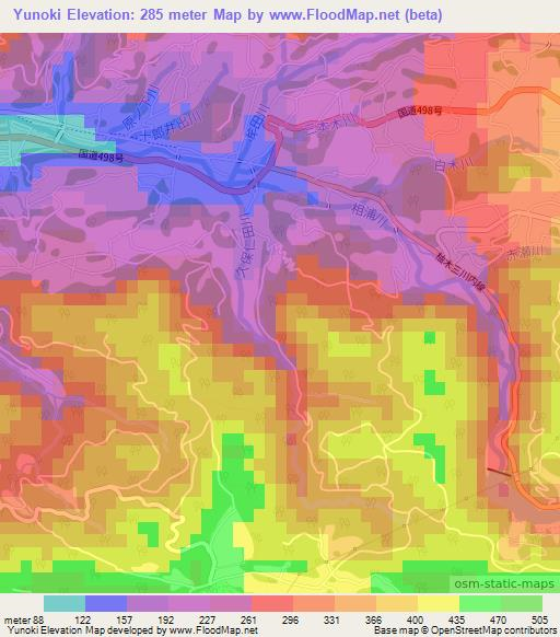 Yunoki,Japan Elevation Map