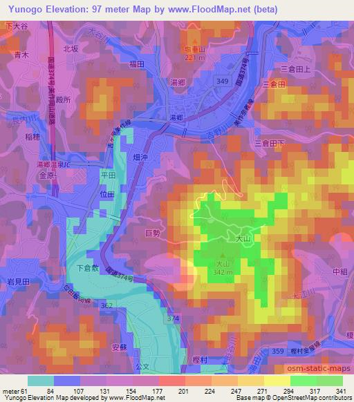 Yunogo,Japan Elevation Map