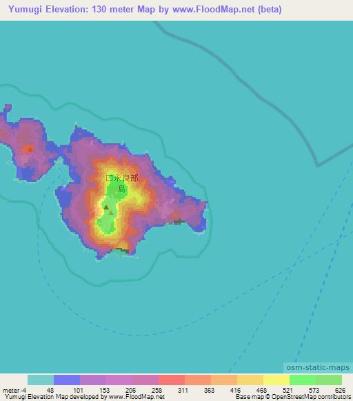 Yumugi,Japan Elevation Map