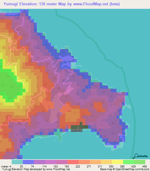 Yumugi,Japan Elevation Map