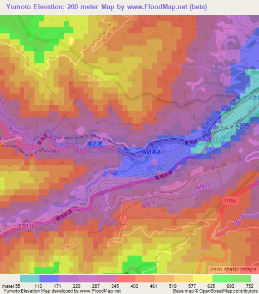 Yumoto,Japan Elevation Map