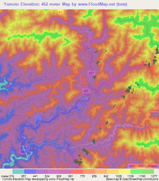 Yumoto,Japan Elevation Map
