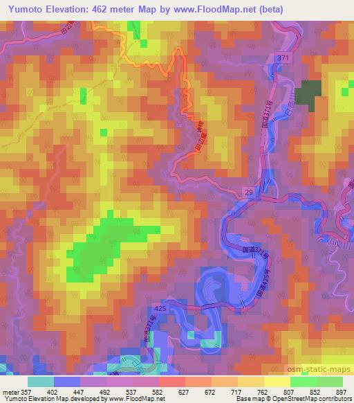 Yumoto,Japan Elevation Map