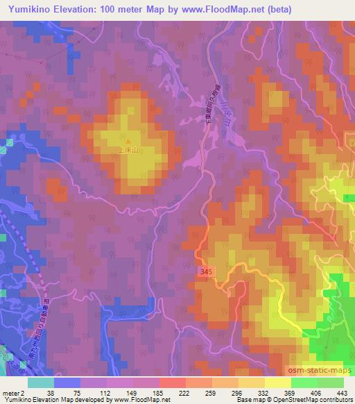 Yumikino,Japan Elevation Map