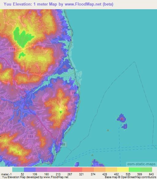 Yuu,Japan Elevation Map