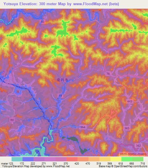Yotsuya,Japan Elevation Map