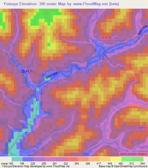 Yotsuya,Japan Elevation Map