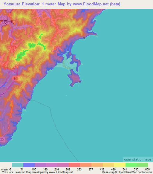 Yotsuura,Japan Elevation Map