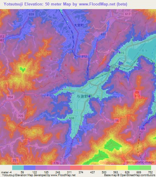 Yotsutsuji,Japan Elevation Map