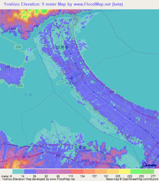 Yoshizu,Japan Elevation Map