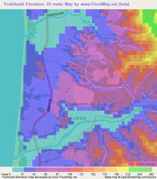 Yoshitoshi,Japan Elevation Map