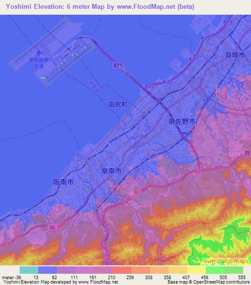 Yoshimi,Japan Elevation Map
