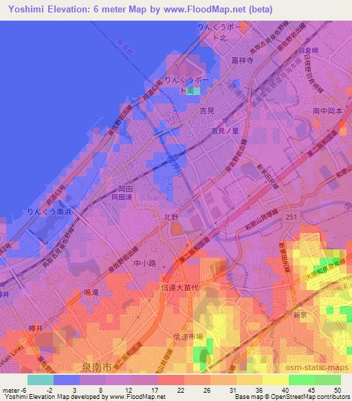 Yoshimi,Japan Elevation Map