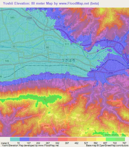 Yoshii,Japan Elevation Map