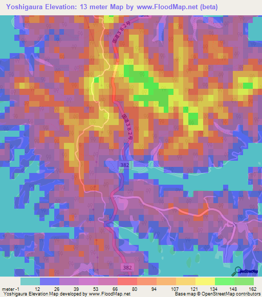 Yoshigaura,Japan Elevation Map