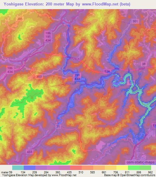 Yoshigase,Japan Elevation Map