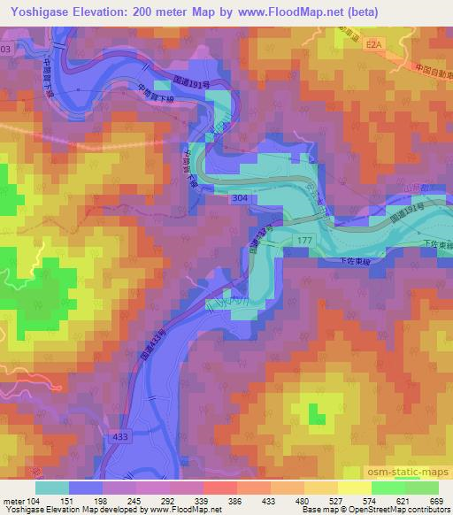 Yoshigase,Japan Elevation Map