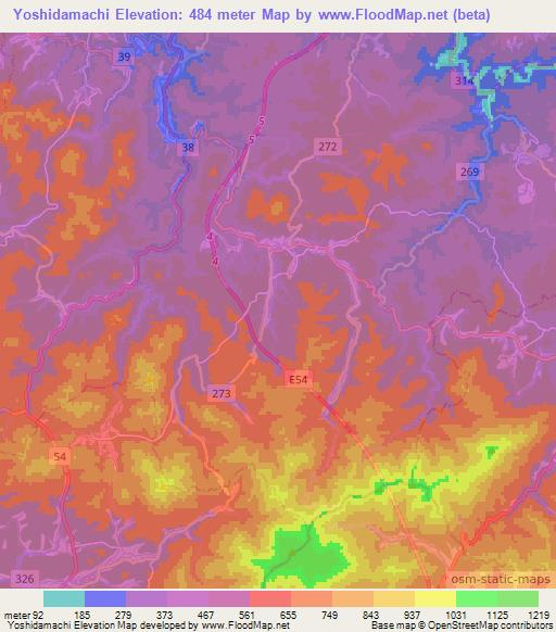 Yoshidamachi,Japan Elevation Map