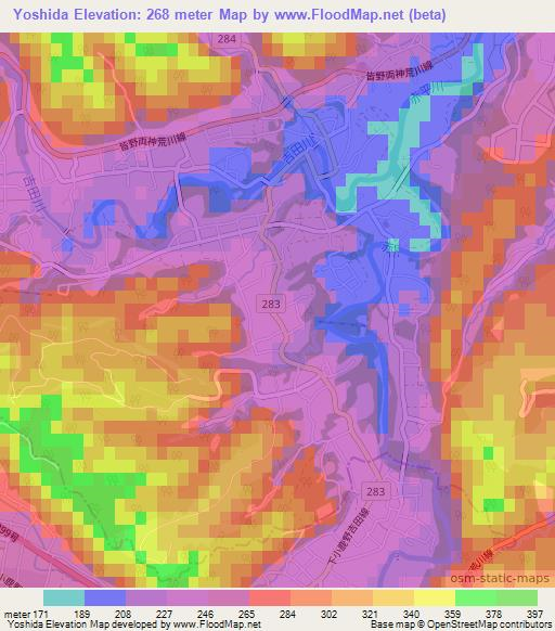 Yoshida,Japan Elevation Map