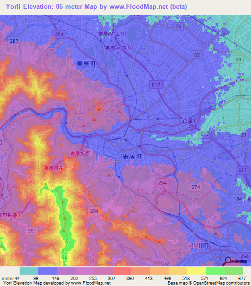 Yorii,Japan Elevation Map
