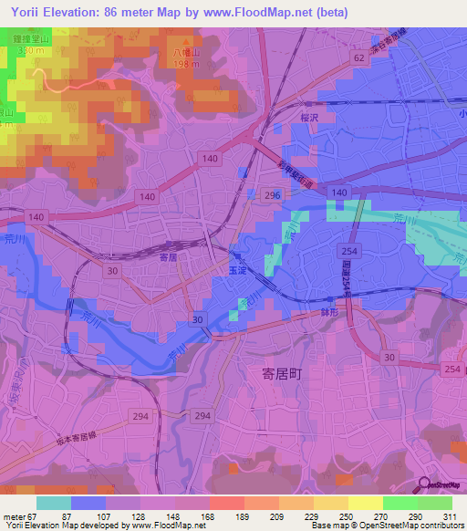 Yorii,Japan Elevation Map
