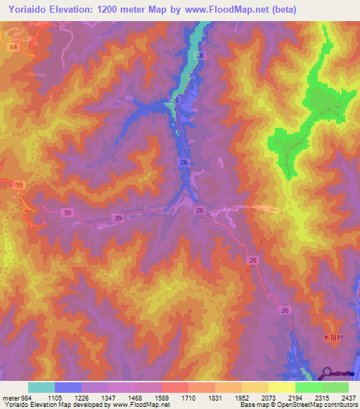 Yoriaido,Japan Elevation Map