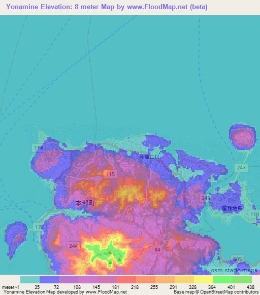 Yonamine,Japan Elevation Map