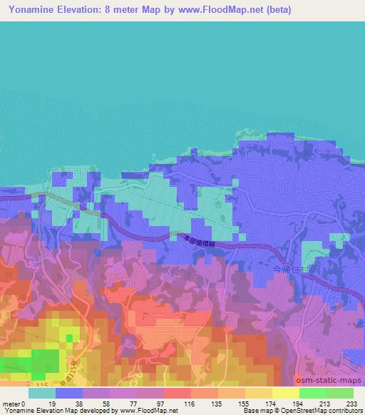 Yonamine,Japan Elevation Map
