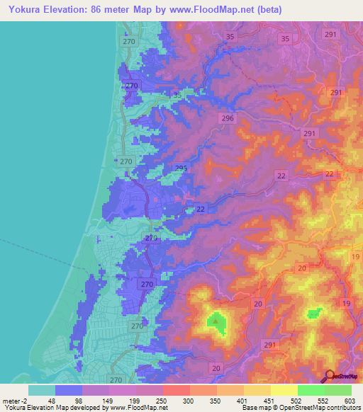 Yokura,Japan Elevation Map