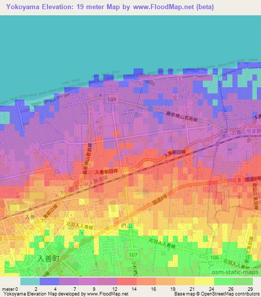 Yokoyama,Japan Elevation Map