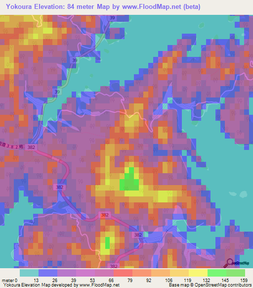 Yokoura,Japan Elevation Map