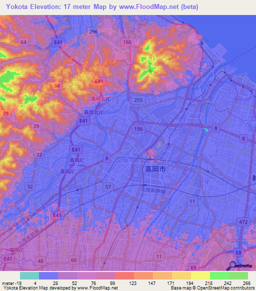 Yokota,Japan Elevation Map