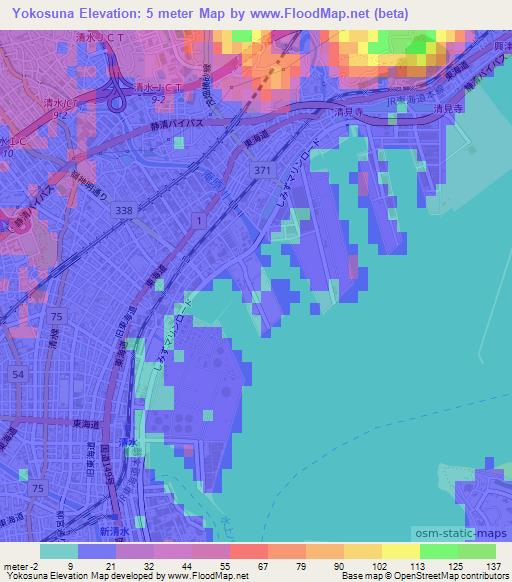 Yokosuna,Japan Elevation Map