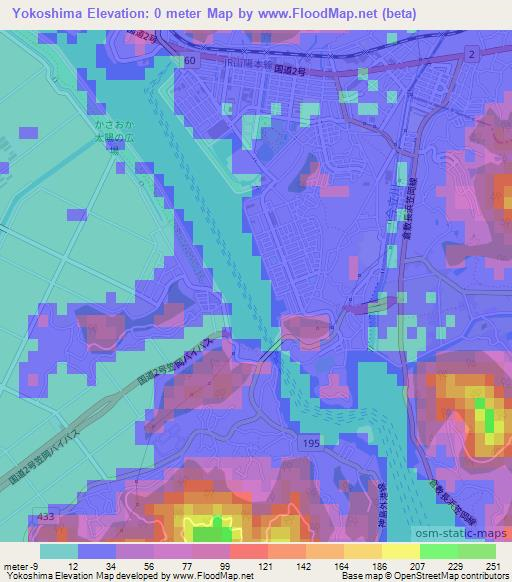 Yokoshima,Japan Elevation Map
