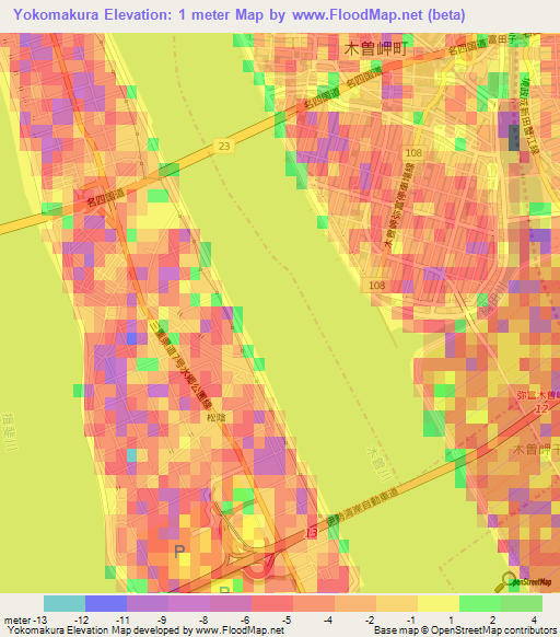 Yokomakura,Japan Elevation Map