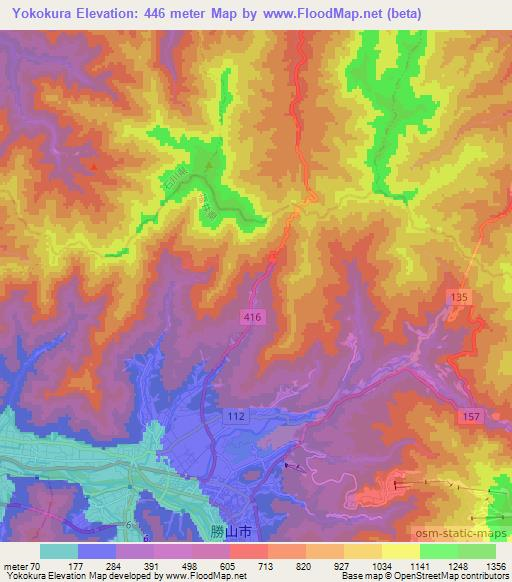 Yokokura,Japan Elevation Map
