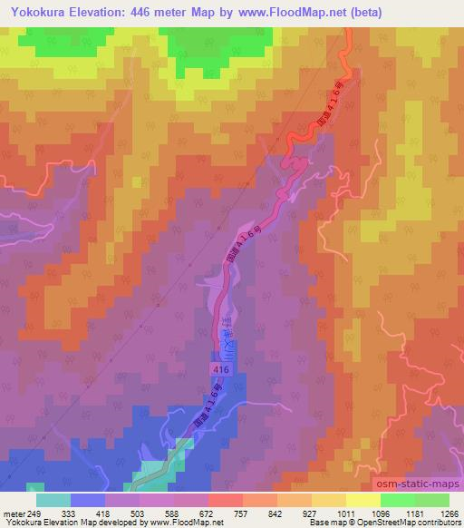 Yokokura,Japan Elevation Map