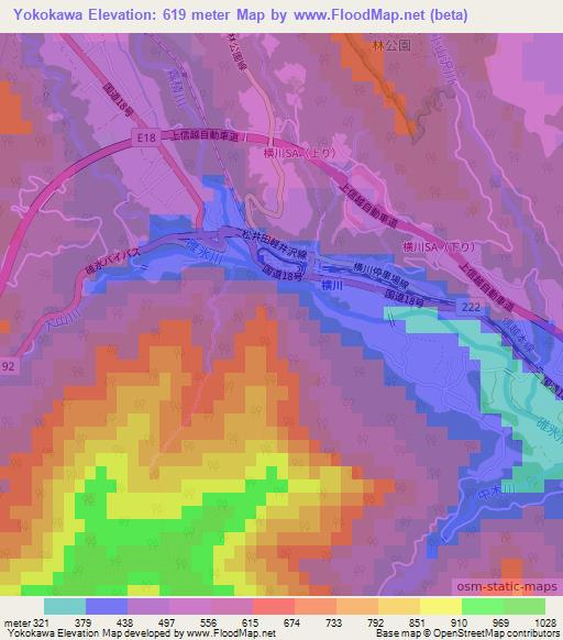 Yokokawa,Japan Elevation Map