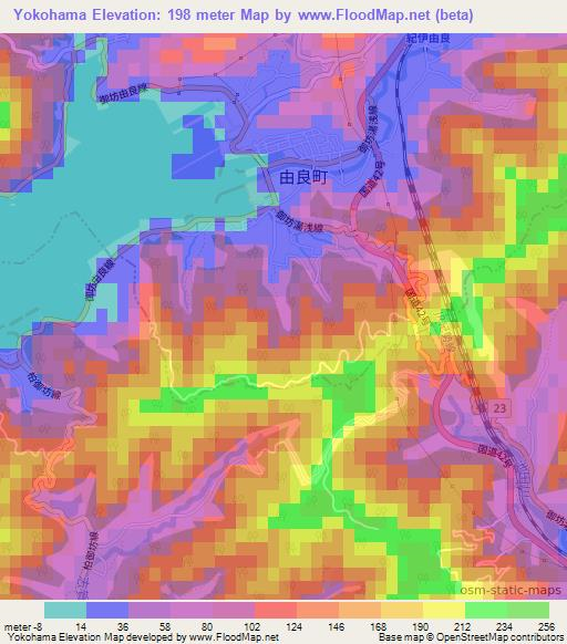 Yokohama,Japan Elevation Map