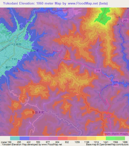 Yokodani,Japan Elevation Map