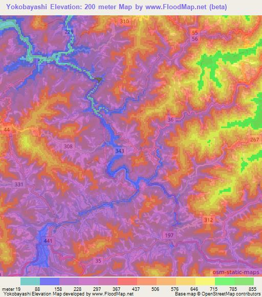 Yokobayashi,Japan Elevation Map
