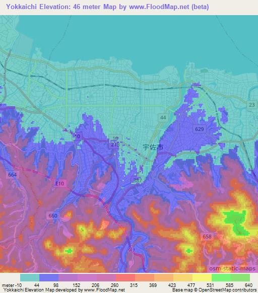 Yokkaichi,Japan Elevation Map