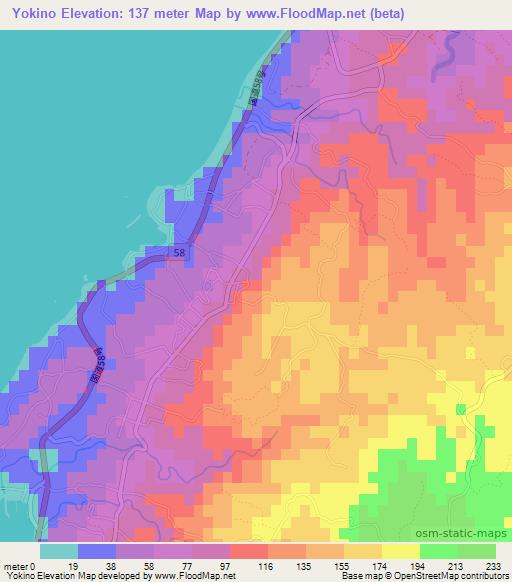 Yokino,Japan Elevation Map