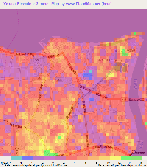 Yokata,Japan Elevation Map