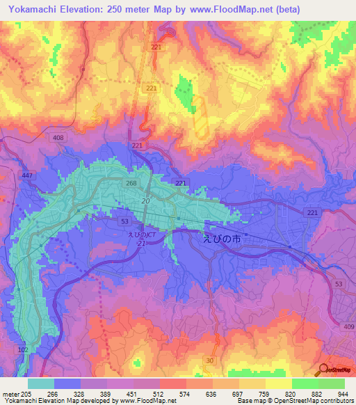 Yokamachi,Japan Elevation Map